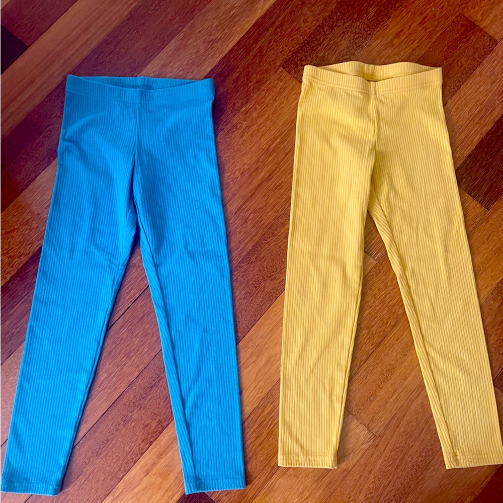 2 pairs of NWOT ribbed kids leggings size 6/7